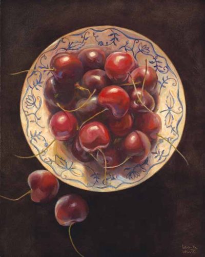 Cherries in Blue and White by Kathrine Lemke Waste