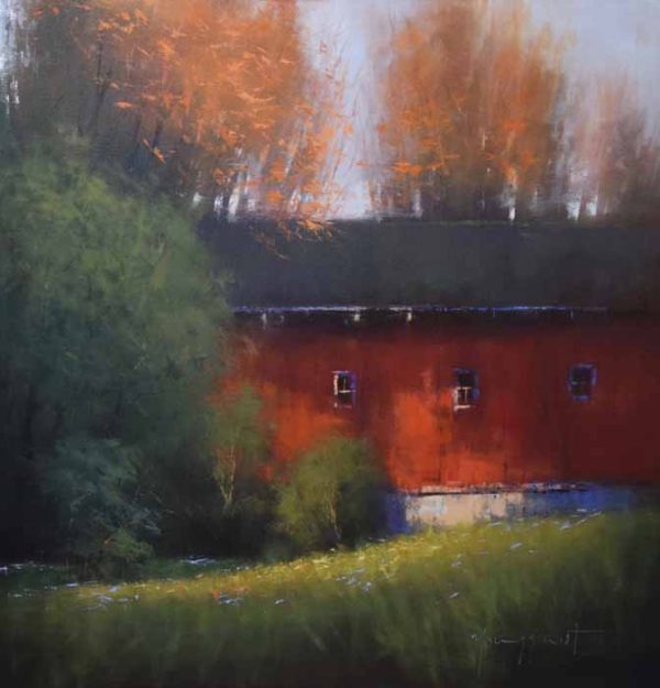 Red Barn in Autumn by Romona Youngquist
