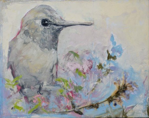 Blue Garden-Hummingbird Considered by Mary Roberson
