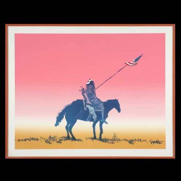 Indian with Flag, Artist Proof, 1973 by Fritz Scholder