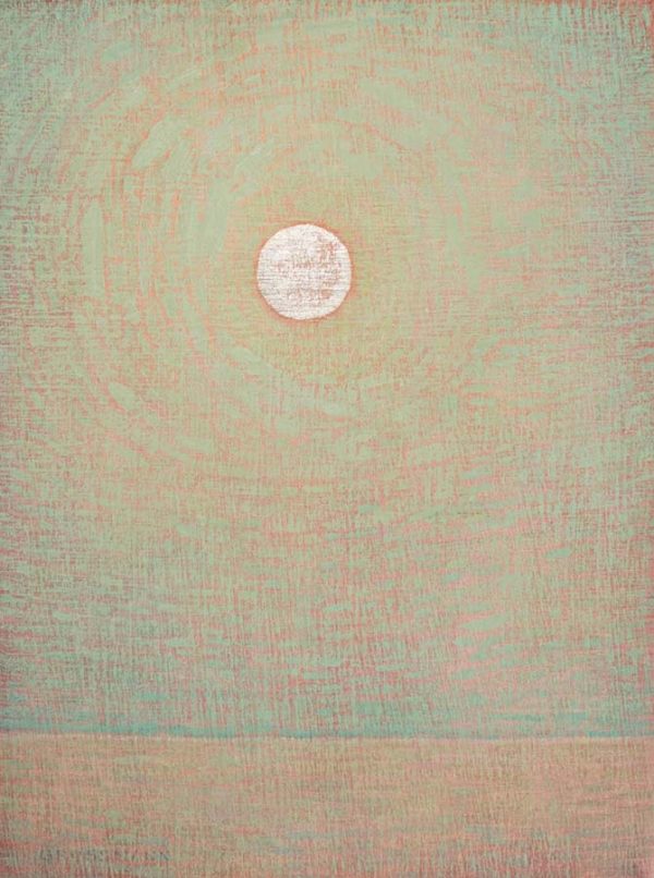 White Gold Moon and Pale Green Sky by David Grossmann