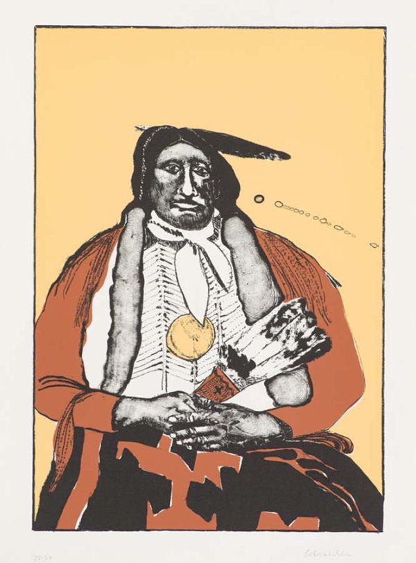 Indian With Feather Fan (State II) by Fritz Scholder