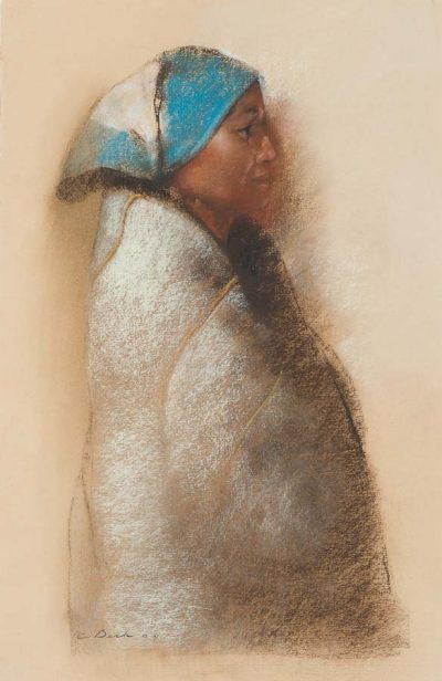 Woman Wearing a Scarf by Clifford Beck